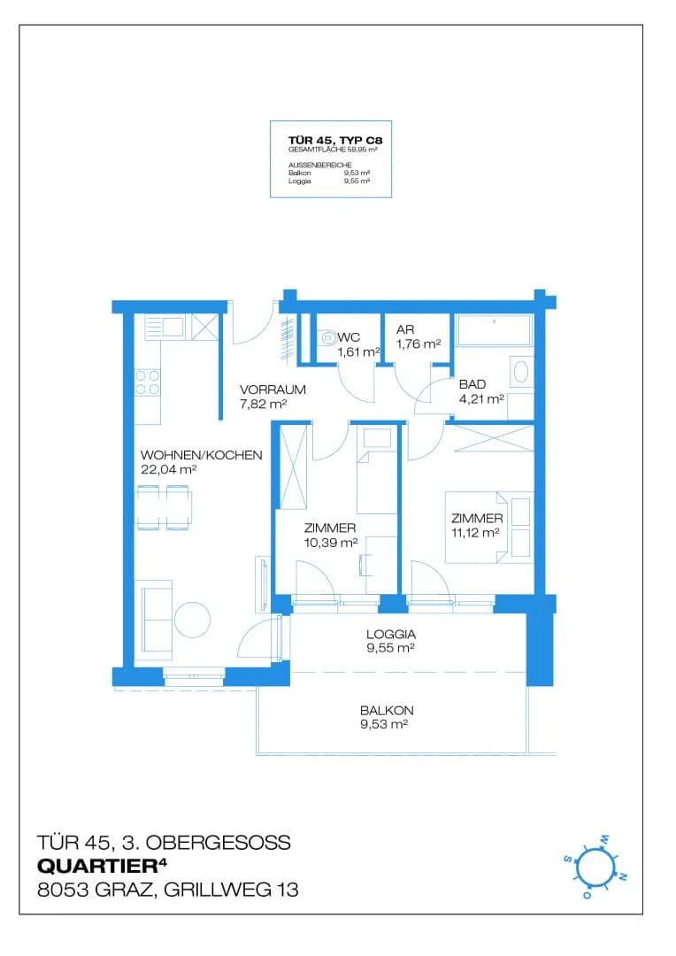 3-Zimmer-Wohnung mieten in Graz – 68,5 m², € 899 – Bild 10 von 10