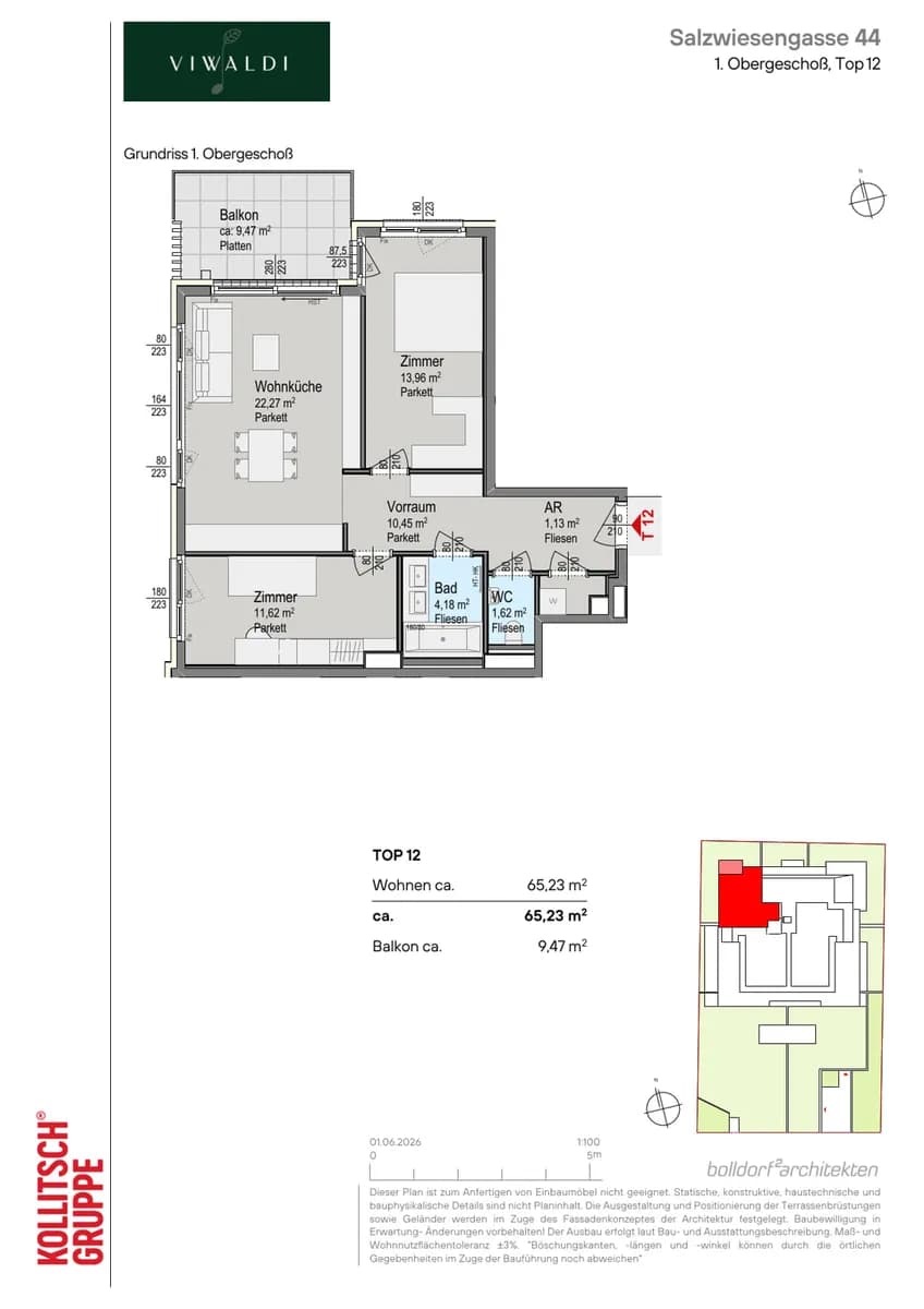3-Zimmer-Wohnung kaufen in Wien – 65,23 m², € 545.000 – Bild 2 von 13