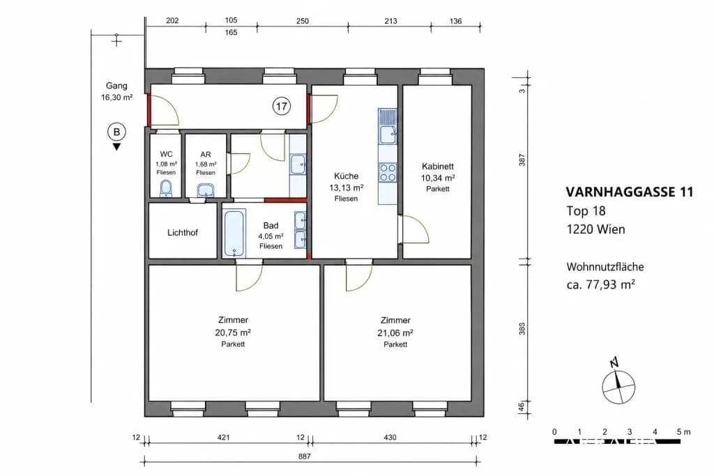3-Zimmer-Wohnung kaufen in Wien – 77,93 m², € 249.000 – Bild 7 von 7