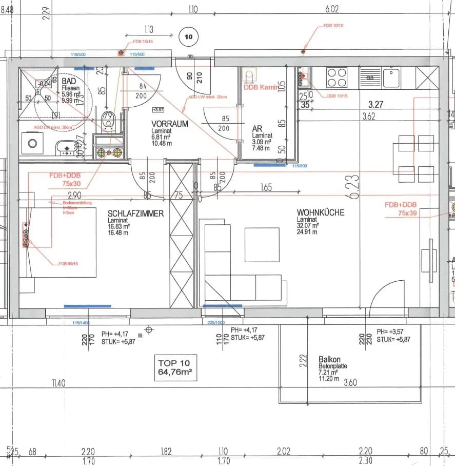 2-Zimmer-Wohnung mieten in Amstetten – 64,76 m², € 651 – Bild 2 von 3