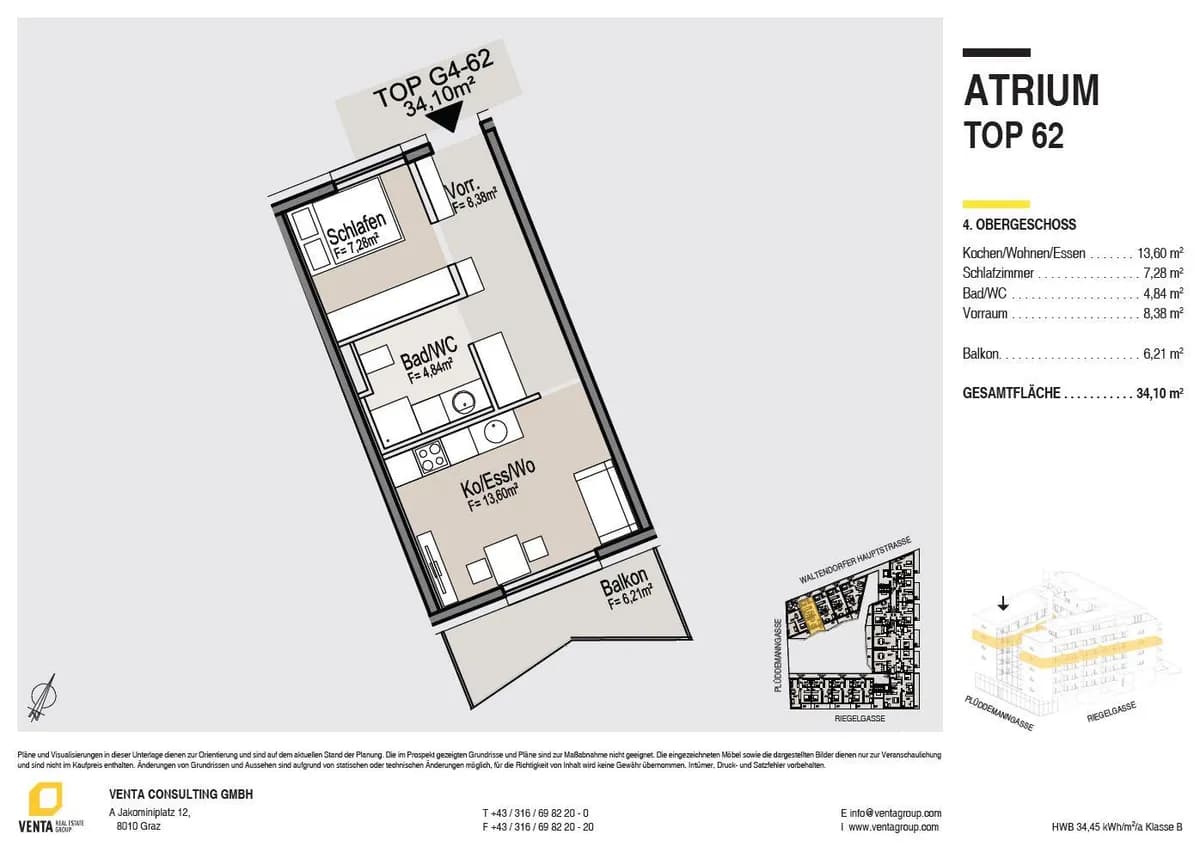 2-Zimmer-Wohnung mieten in Graz – 35 m², € 620 – Bild 6 von 7