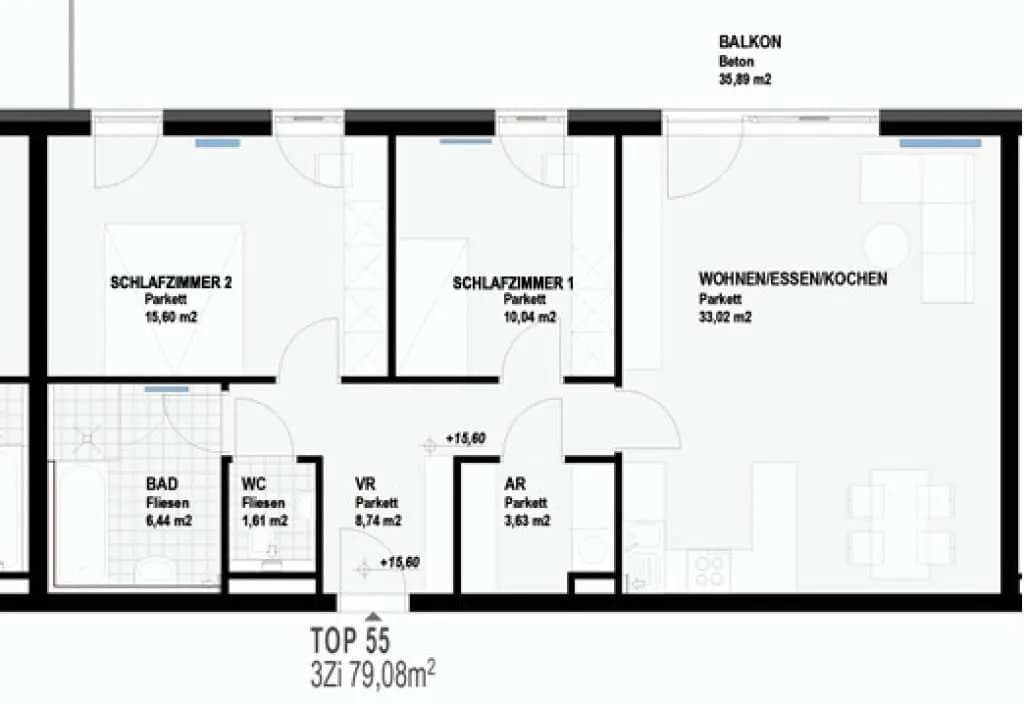 3-Zimmer-Wohnung kaufen in Salzburg Stadt – 79,5 m², € 435.000 – Bild 13 von 13