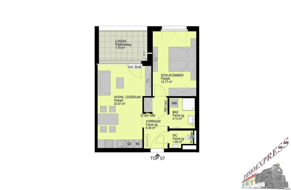 2-Zimmer-Wohnung kaufen in Wien – 48,19 m², € 344.800