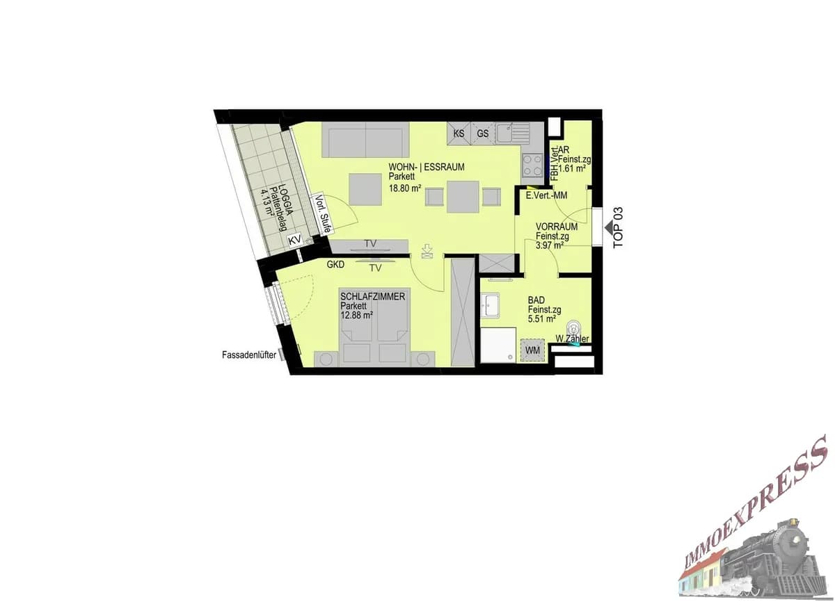 2-Zimmer-Wohnung kaufen in Wien – 42,78 m², € 284.300