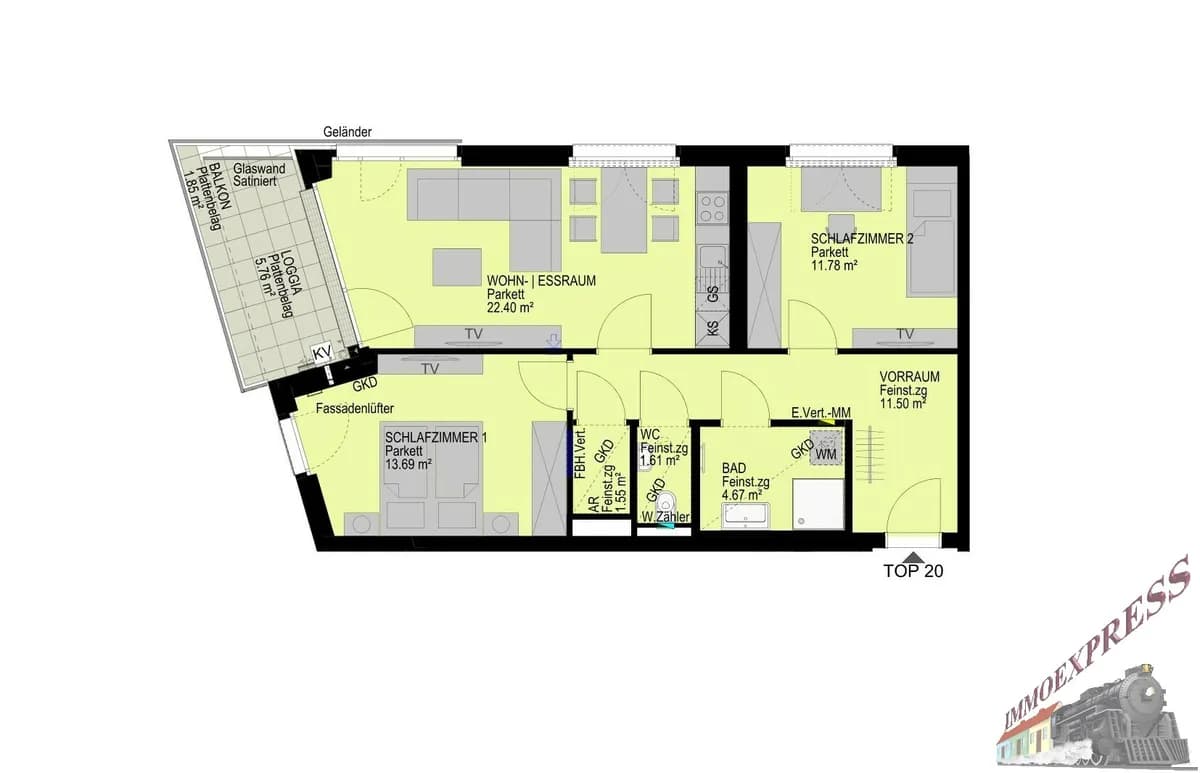 3-Zimmer-Wohnung kaufen in Wien – 67,19 m², € 488.300