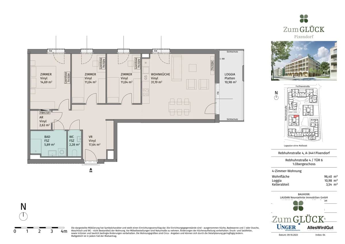 4-Zimmer-Wohnung mieten in Tulln – 94,4 m², € 1.360 – Bild 14 von 14