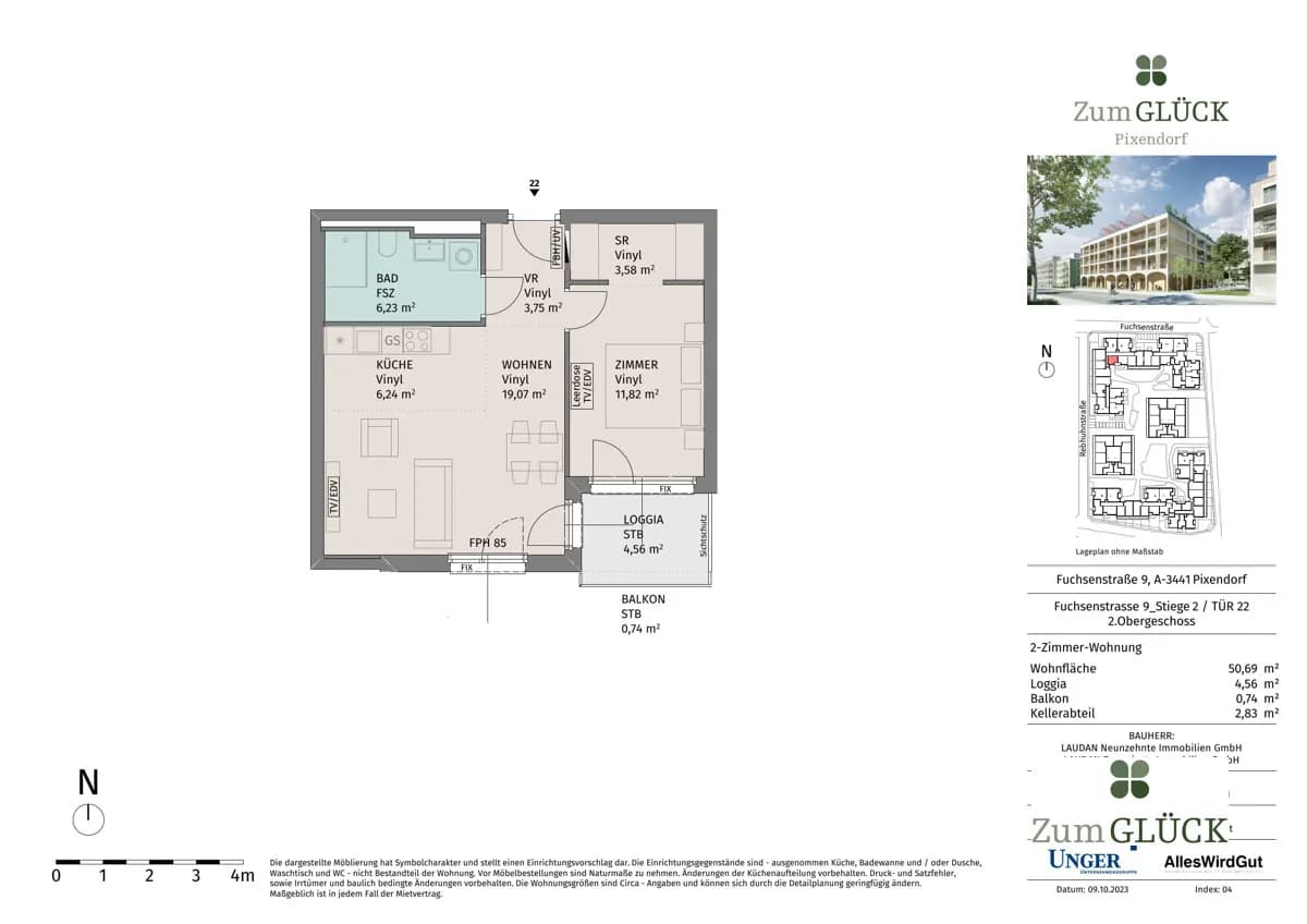 2-Zimmer-Wohnung mieten in Tulln – 50,69 m², € 750 – Bild 14 von 14