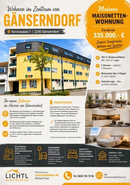 3-Zimmer-Wohnung kaufen in Gänserndorf – 103 m², € 335.000