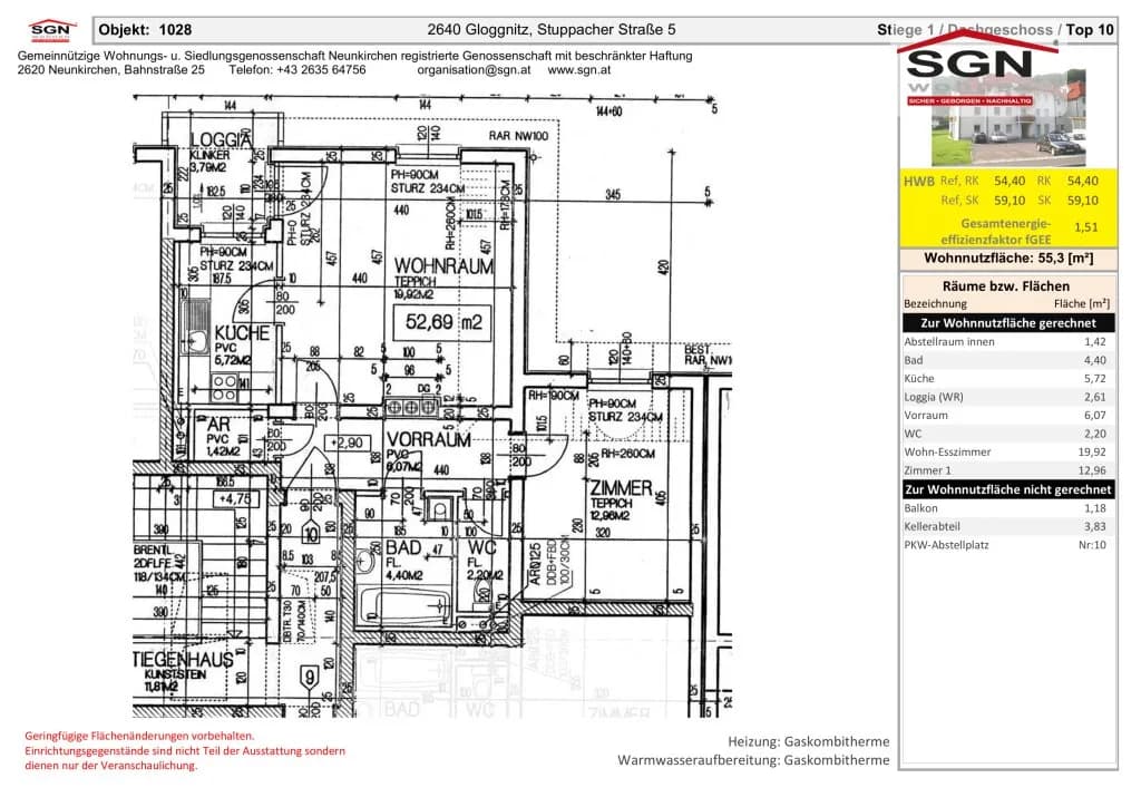 2-Zimmer-Wohnung mieten in Neunkirchen – 55,3 m², € 542 – Bild 3 von 3