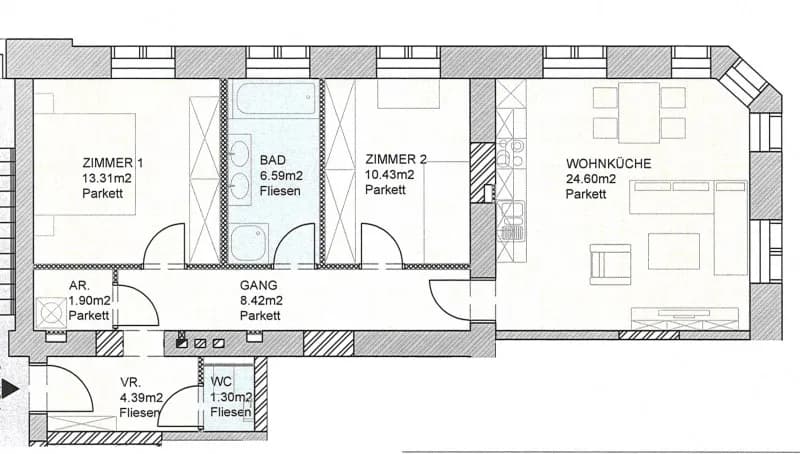 3-Zimmer-Wohnung mieten in Krems an der Donau – 70,94 m², € 901 – Bild 5 von 5