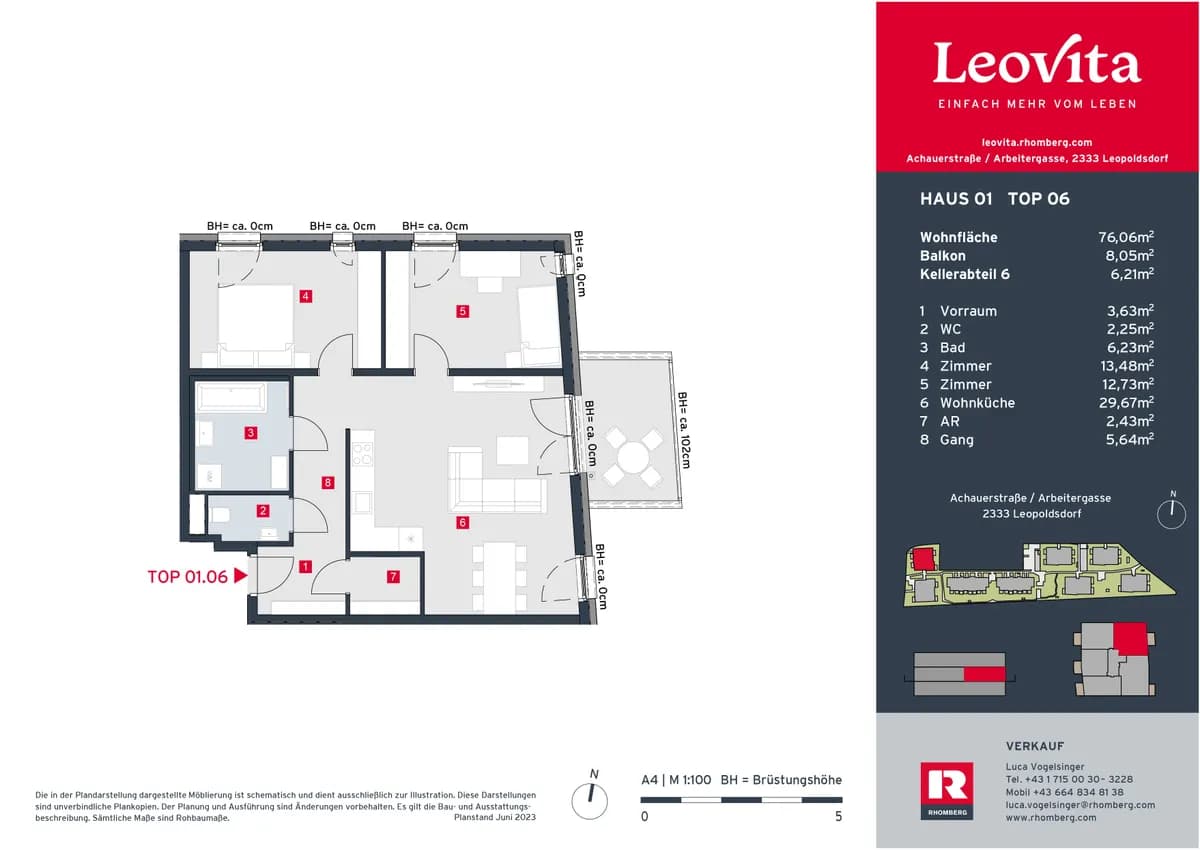 3-Zimmer-Wohnung kaufen in Bruck an der Leitha – 76,06 m², € 394.800 – Bild 3 von 8