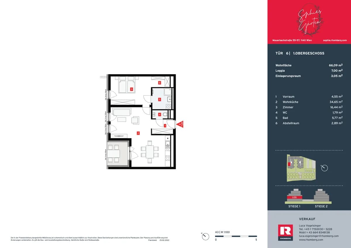 2-Zimmer-Wohnung kaufen in Wien – 66,38 m², € 367.900 – Bild 2 von 6