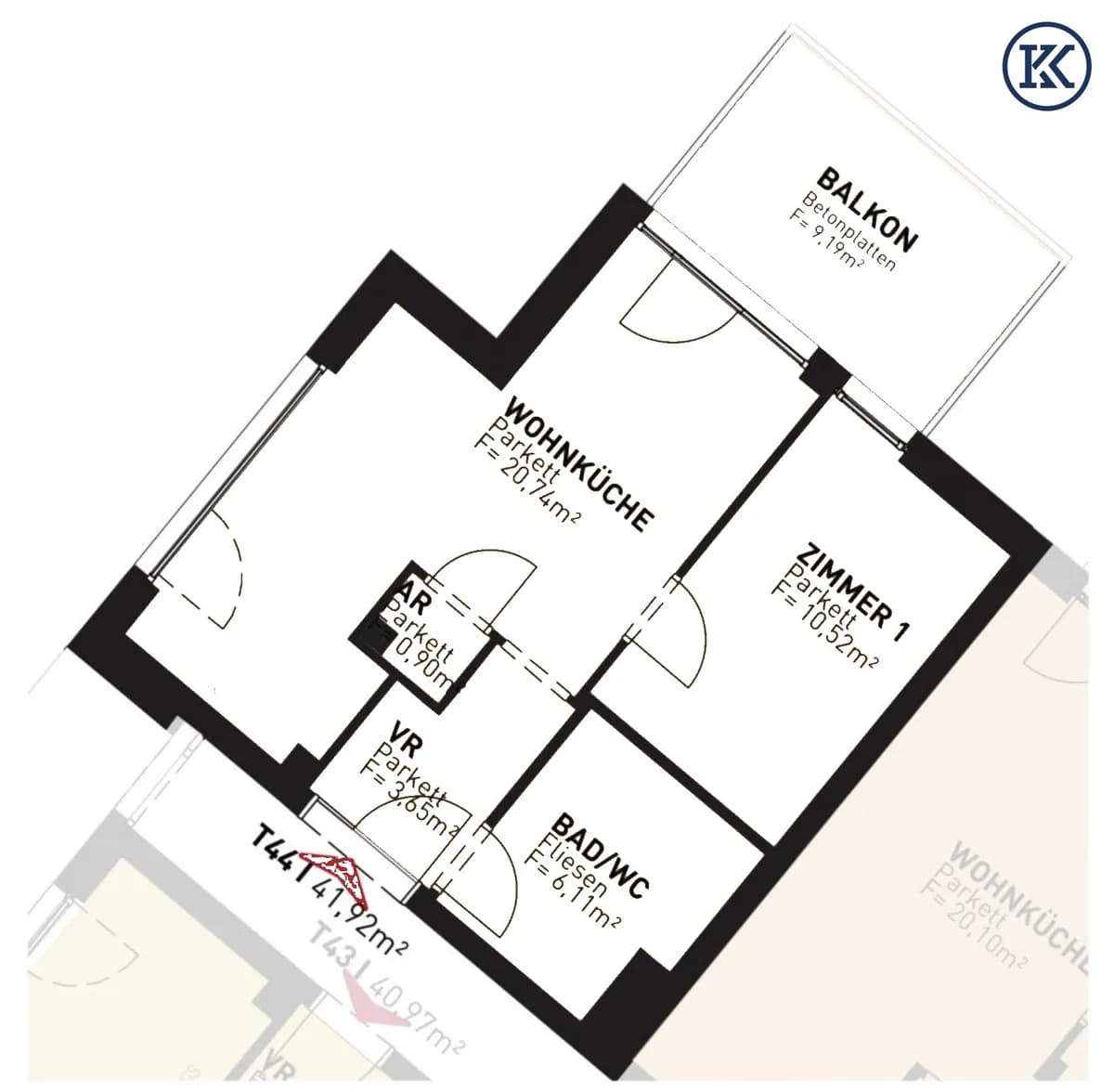 2-Zimmer-Wohnung kaufen in Wien – 41,92 m², € 345.500 – Bild 20 von 21