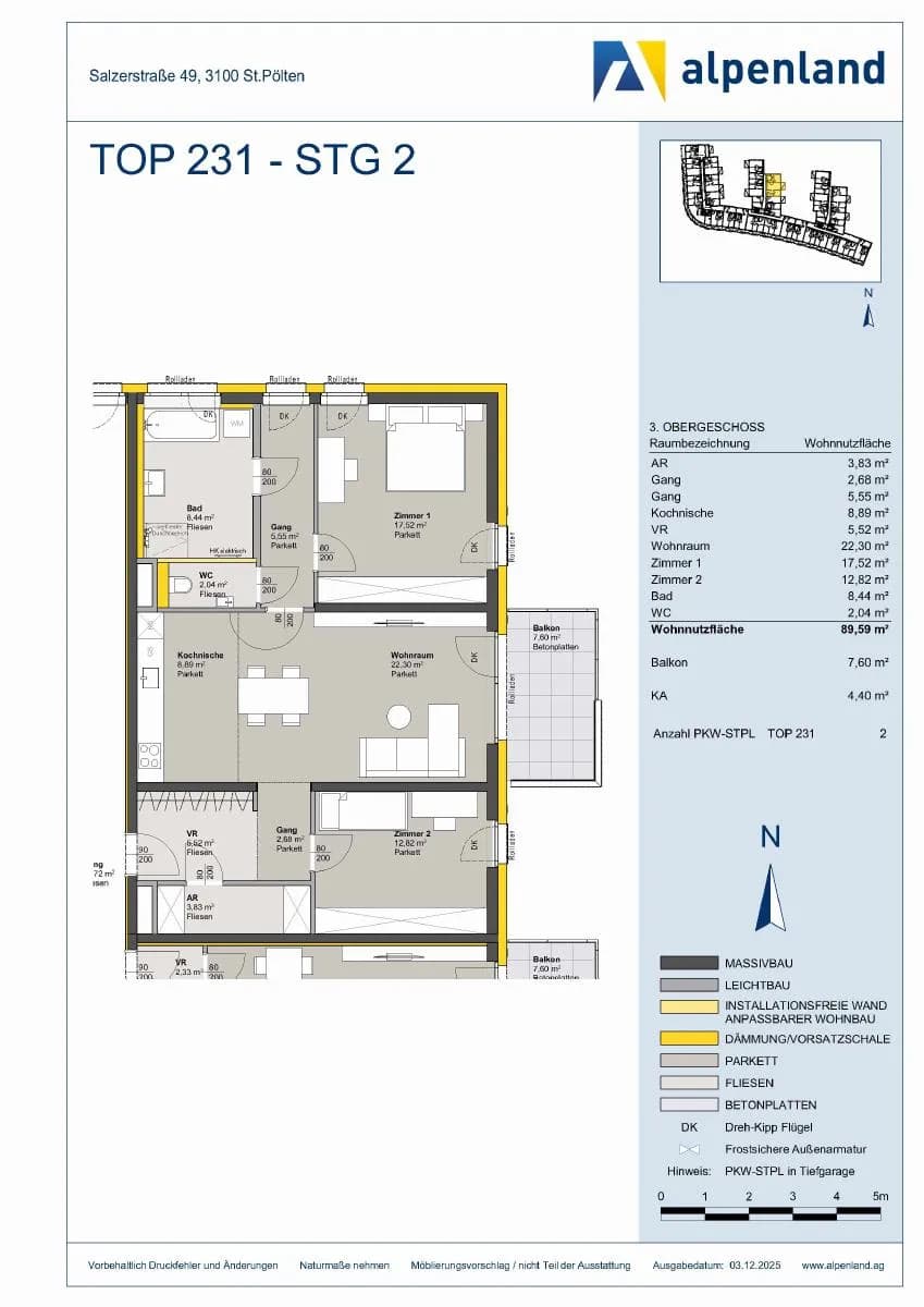 3-Zimmer-Wohnung kaufen in Sankt Pölten – 89,61 m², € 416.429 – Bild 7 von 7