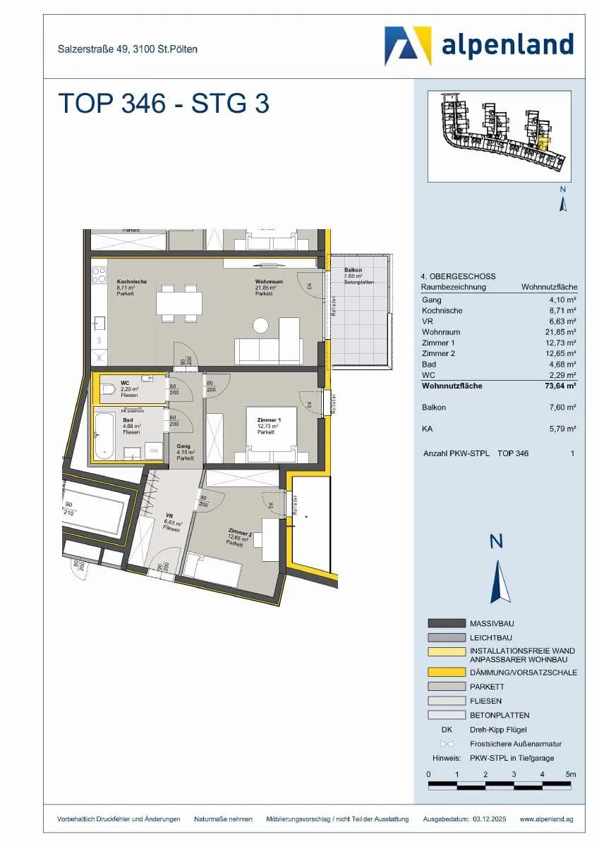 3-Zimmer-Wohnung kaufen in Sankt Pölten – 73,64 m², € 322.732 – Bild 7 von 7