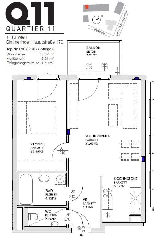 2-Zimmer-Wohnung mieten in Wien – 53,11 m², € 999 – Bild 13 von 14