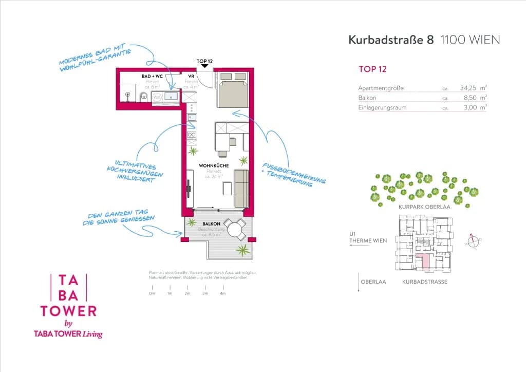 1-Zimmer-Wohnung kaufen in Wien – 34 m², € 268.000 – Bild 12 von 12