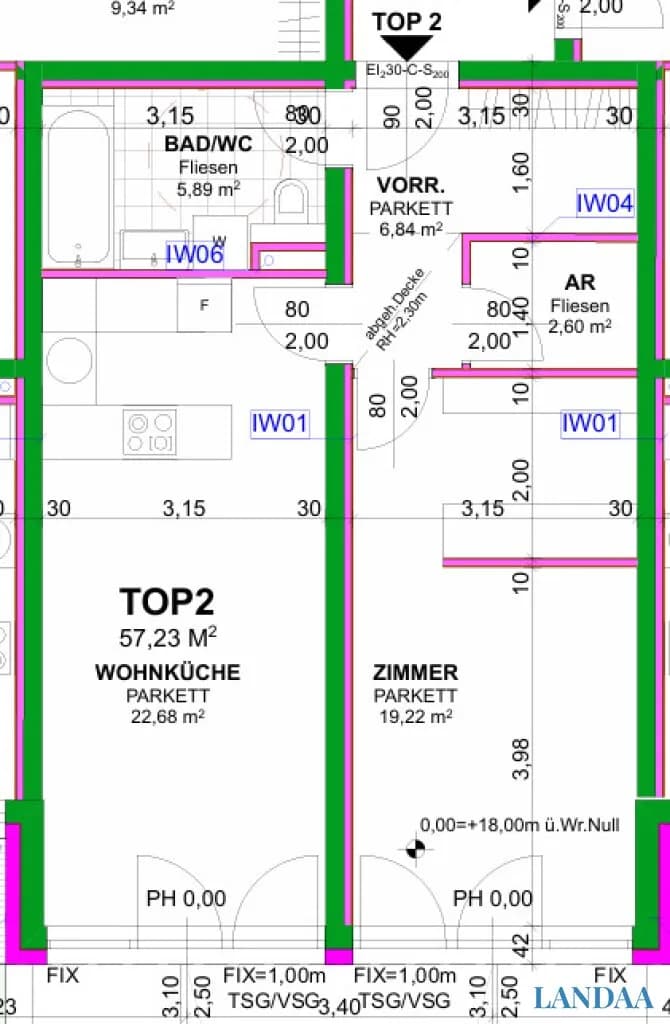 2-Zimmer-Wohnung mieten in Wien – 57,23 m², € 1.522 – Bild 2 von 2