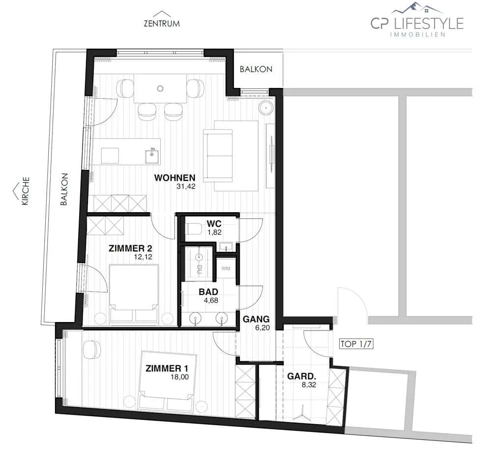 3-Zimmer-Wohnung kaufen in Kitzbühel – 83,08 m², € 1.100.000 – Bild 9 von 9
