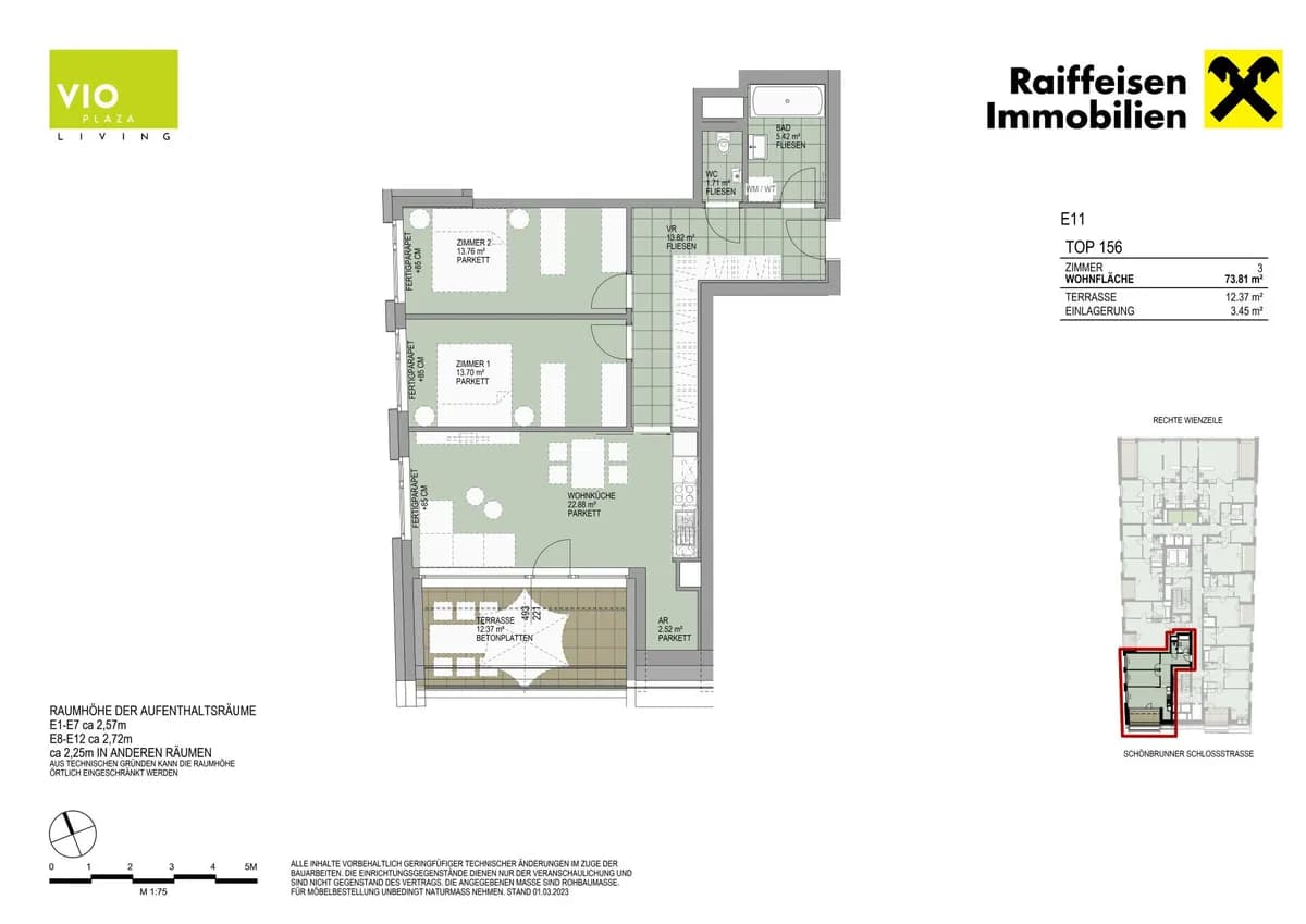 3-Zimmer-Wohnung mieten in Wien – 73,81 m², € 2.072 – Bild 5 von 5