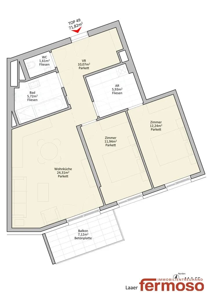 3-Zimmer-Wohnung mieten in Wien – 71,82 m², € 1.399 – Bild 14 von 14