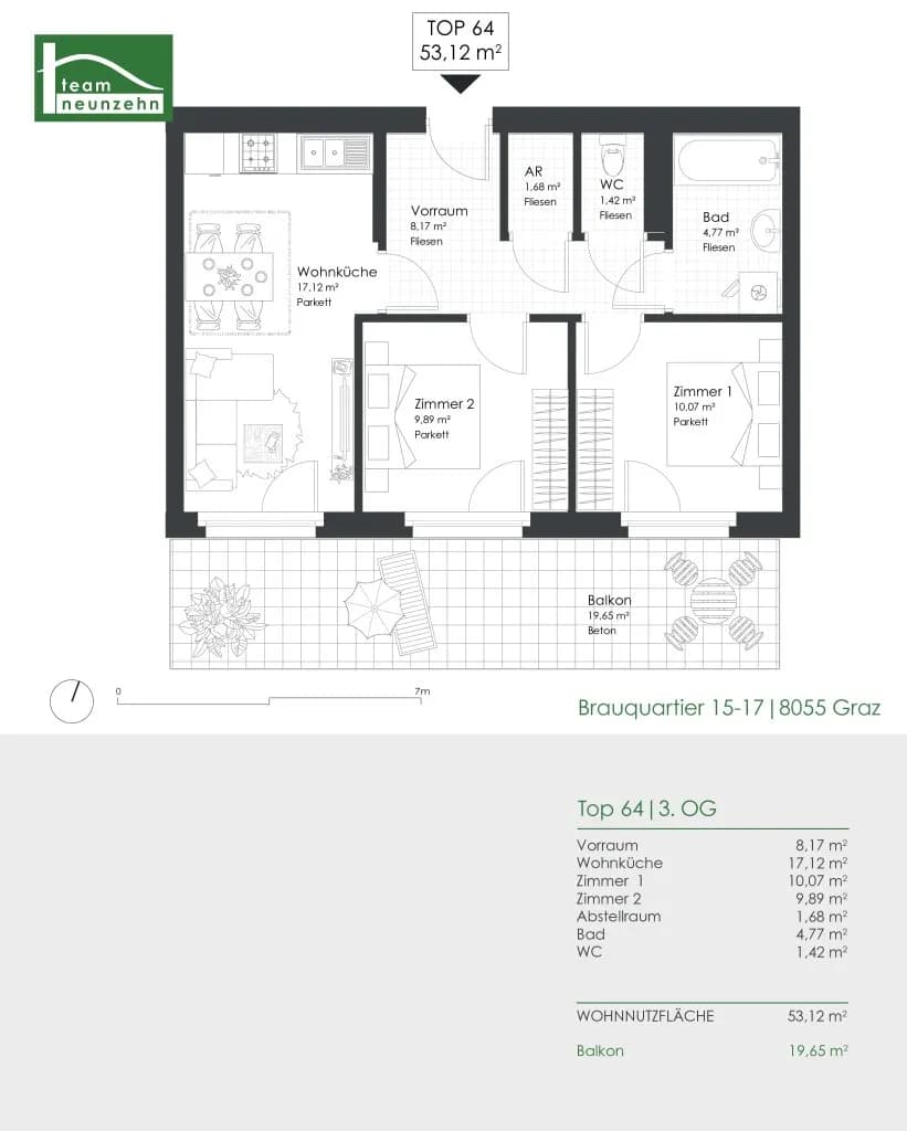 3-Zimmer-Wohnung mieten in Graz – 53,12 m², € 847 – Bild 17 von 17