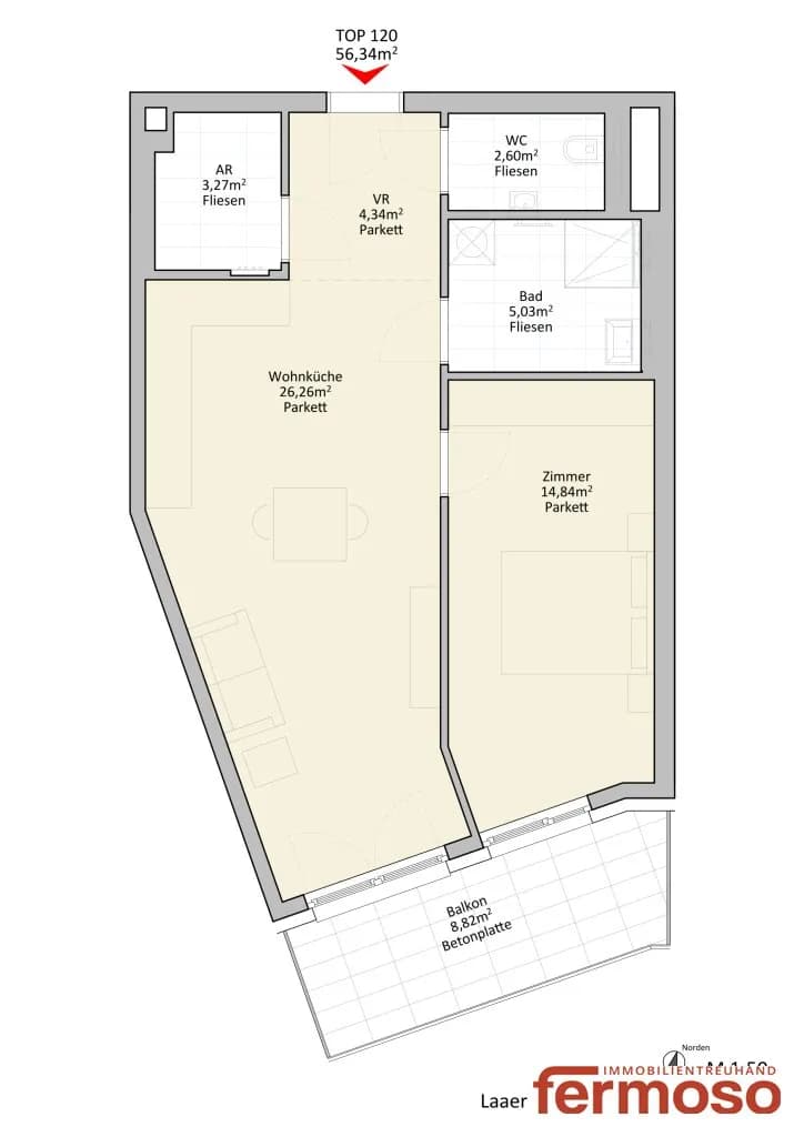 2-Zimmer-Wohnung mieten in Wien – 56,34 m², € 1.099 – Bild 7 von 7
