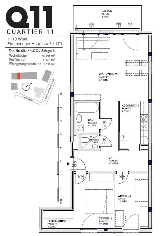 3-Zimmer-Wohnung mieten in Wien – 79,88 m², € 1.471 – Bild 15 von 16