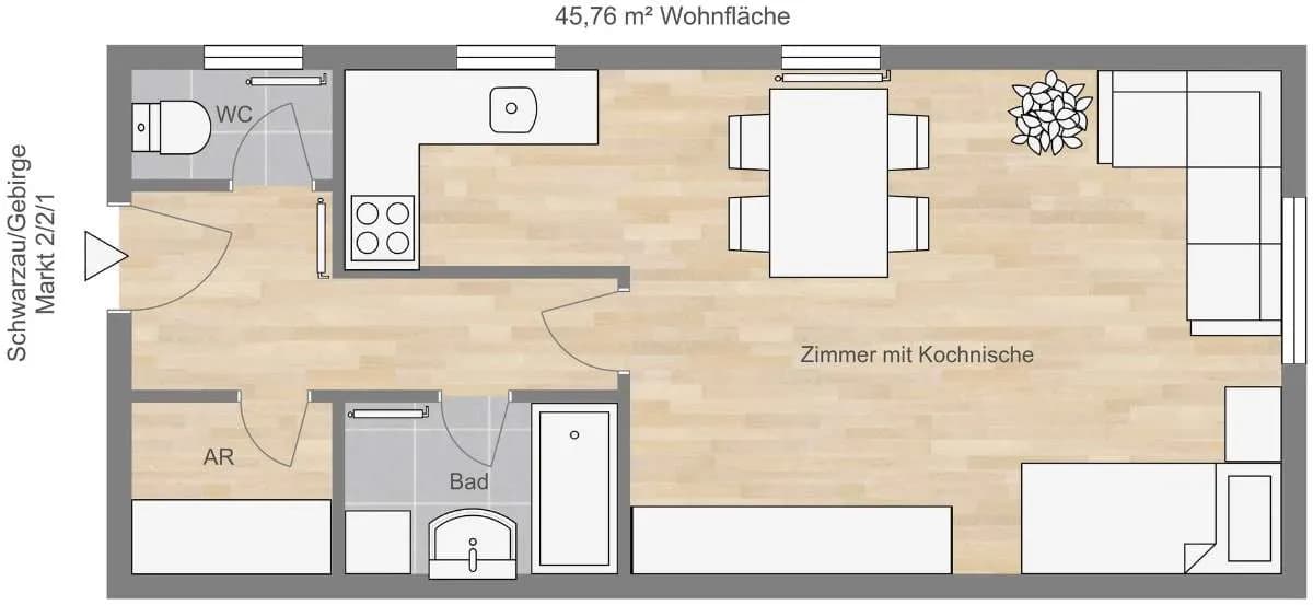 1-Zimmer-Wohnung mieten in Neunkirchen – 45,76 m², € 390 – Bild 10 von 10