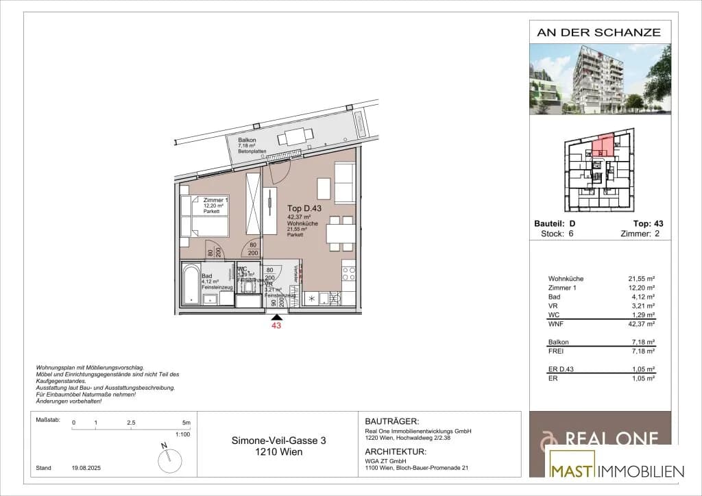 2-Zimmer-Wohnung mieten in Wien – 42,36 m², € 940 – Bild 10 von 10