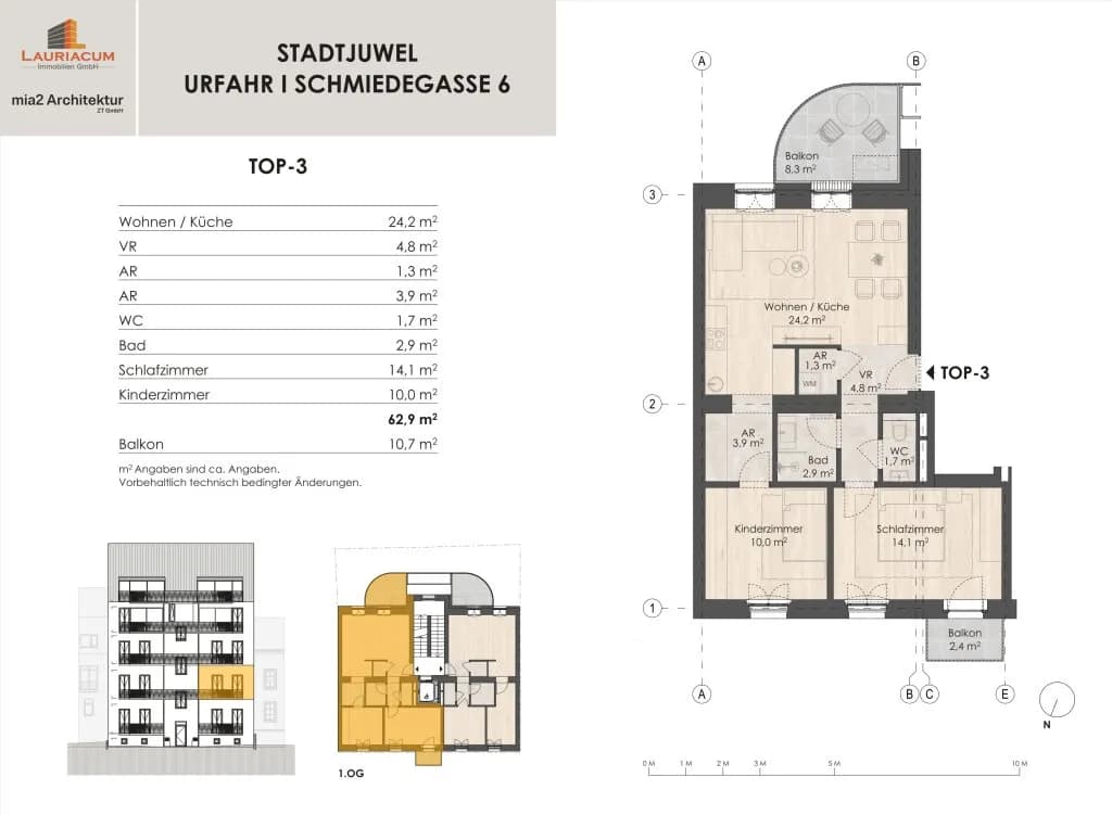 3-Zimmer-Wohnung kaufen in Linz – 62,9 m², € 421.430 – Bild 5 von 5