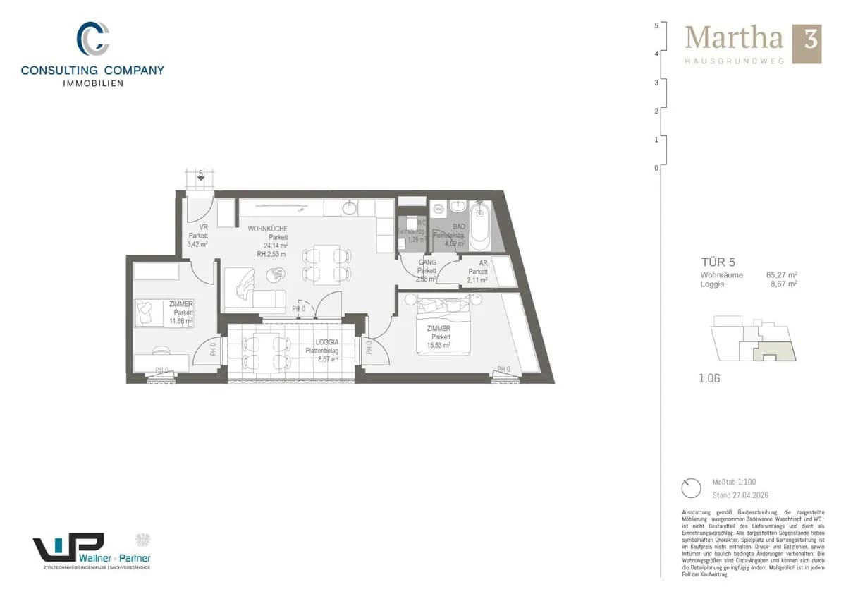 3-Zimmer-Wohnung kaufen in Wien – 65,24 m², € 398.900 – Bild 2 von 5