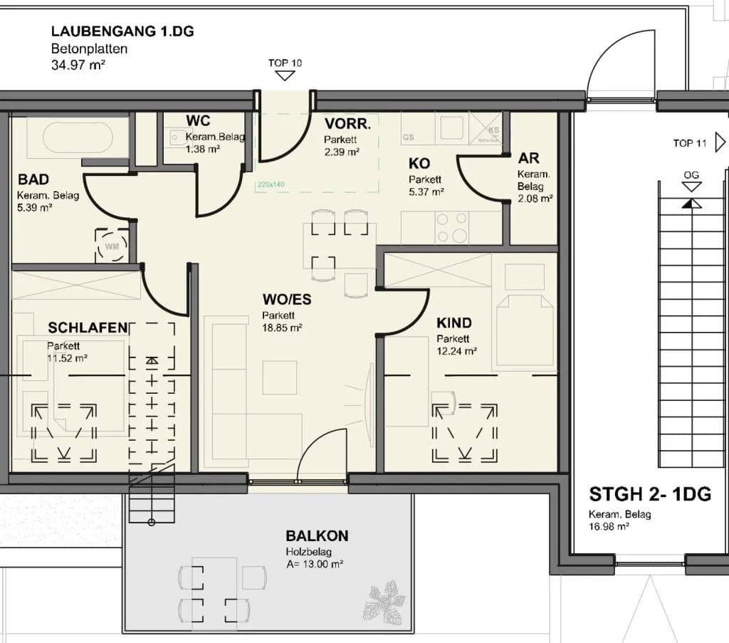 3-Zimmer-Wohnung mieten in Wien – 59,22 m², € 1.499 – Bild 33 von 34