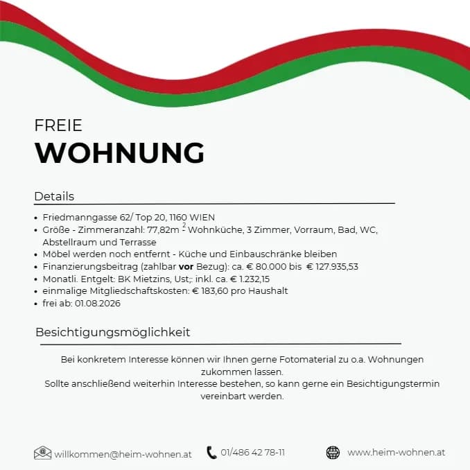 Wohnung mieten in Wien – 77,82 m², € 1.232 – Bild 2 von 3