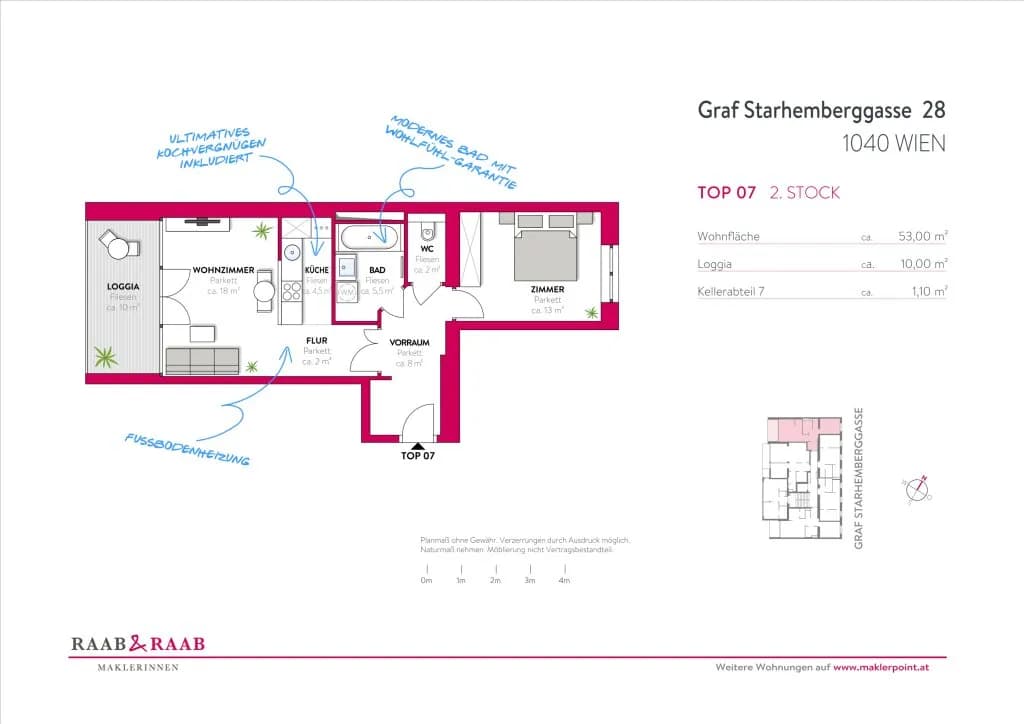 2-Zimmer-Wohnung mieten in Wien – 53 m², € 1.239 – Bild 16 von 16