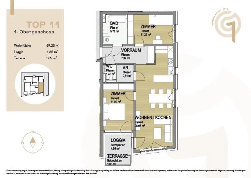 3-Zimmer-Wohnung kaufen in Perg – 69,23 m², € 309.000 – Bild 12 von 12