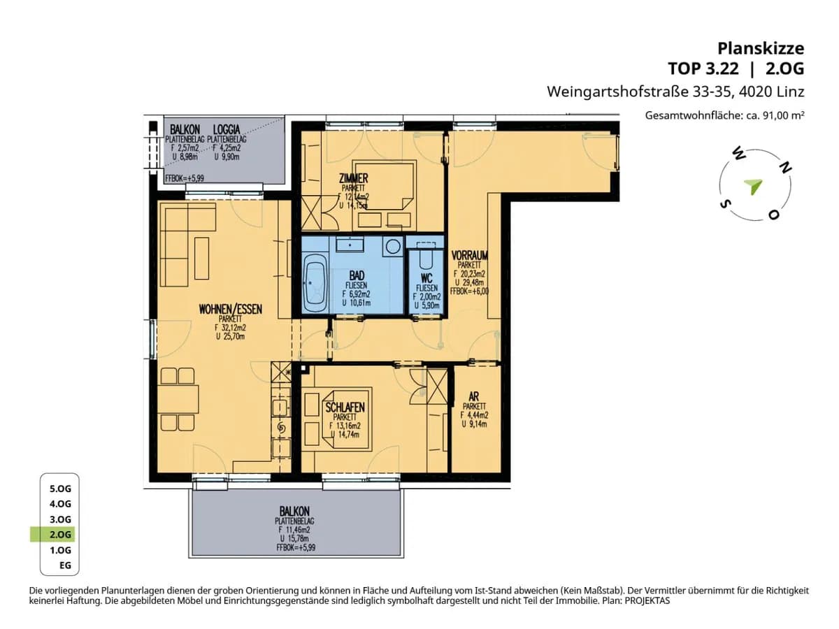 3-Zimmer-Wohnung mieten in Linz – 91,01 m², € 1.427 – Bild 18 von 18