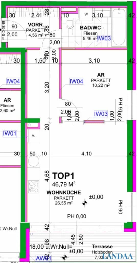2-Zimmer-Wohnung mieten in Wien – 46,79 m², € 1.399 – Bild 2 von 2