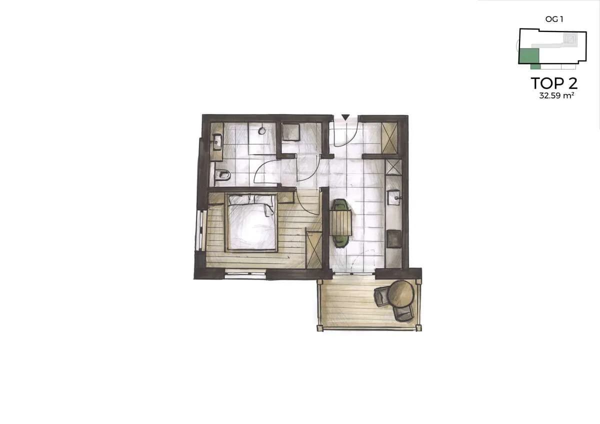 2-Zimmer-Wohnung kaufen in Liezen – 32,59 m², € 178.990 – Bild 2 von 17