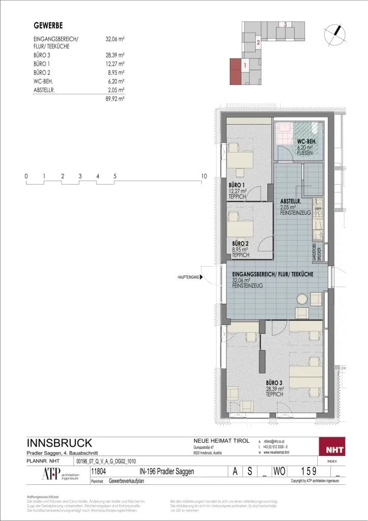 4-Zimmer-Gewerbeimmobilie mieten in Innsbruck – 90 m², € 2.102