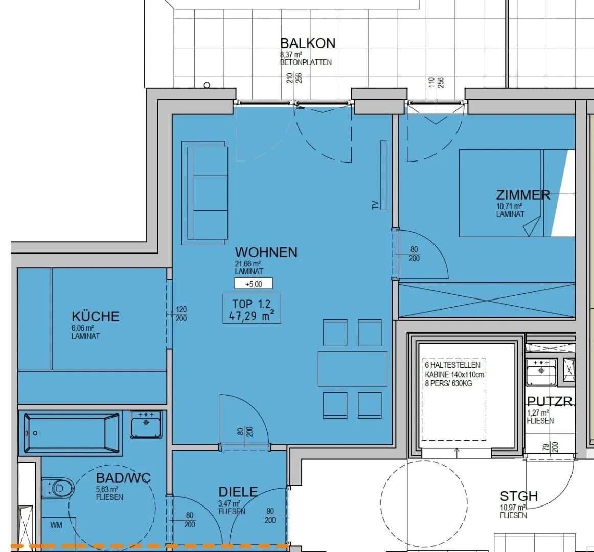 2-Zimmer-Wohnung mieten in Linz – 47,29 m², € 748 – Bild 9 von 9