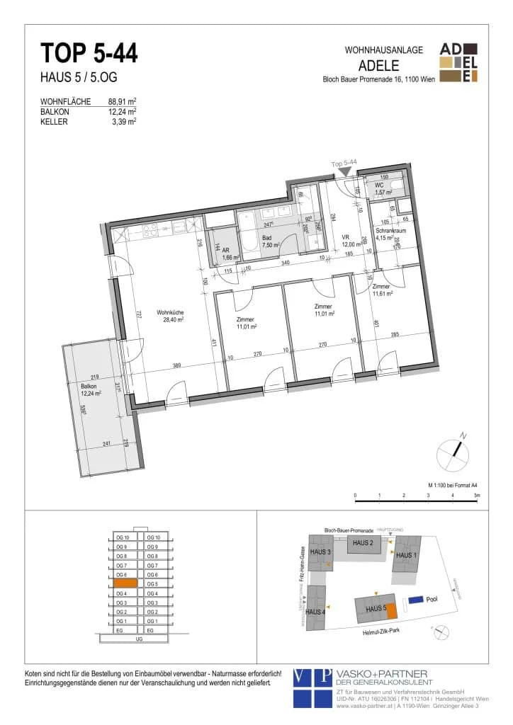 4-Zimmer-Wohnung mieten in Wien – 88,91 m², € 1.990 – Bild 19 von 19