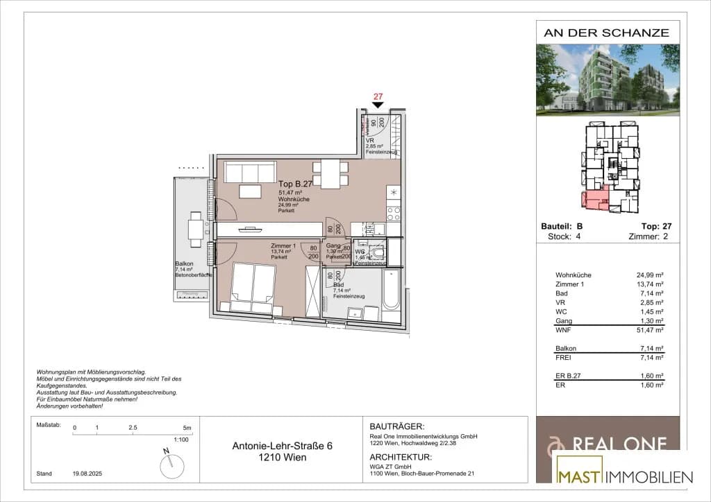 2-Zimmer-Wohnung mieten in Wien – 51,47 m², € 990 – Bild 9 von 9