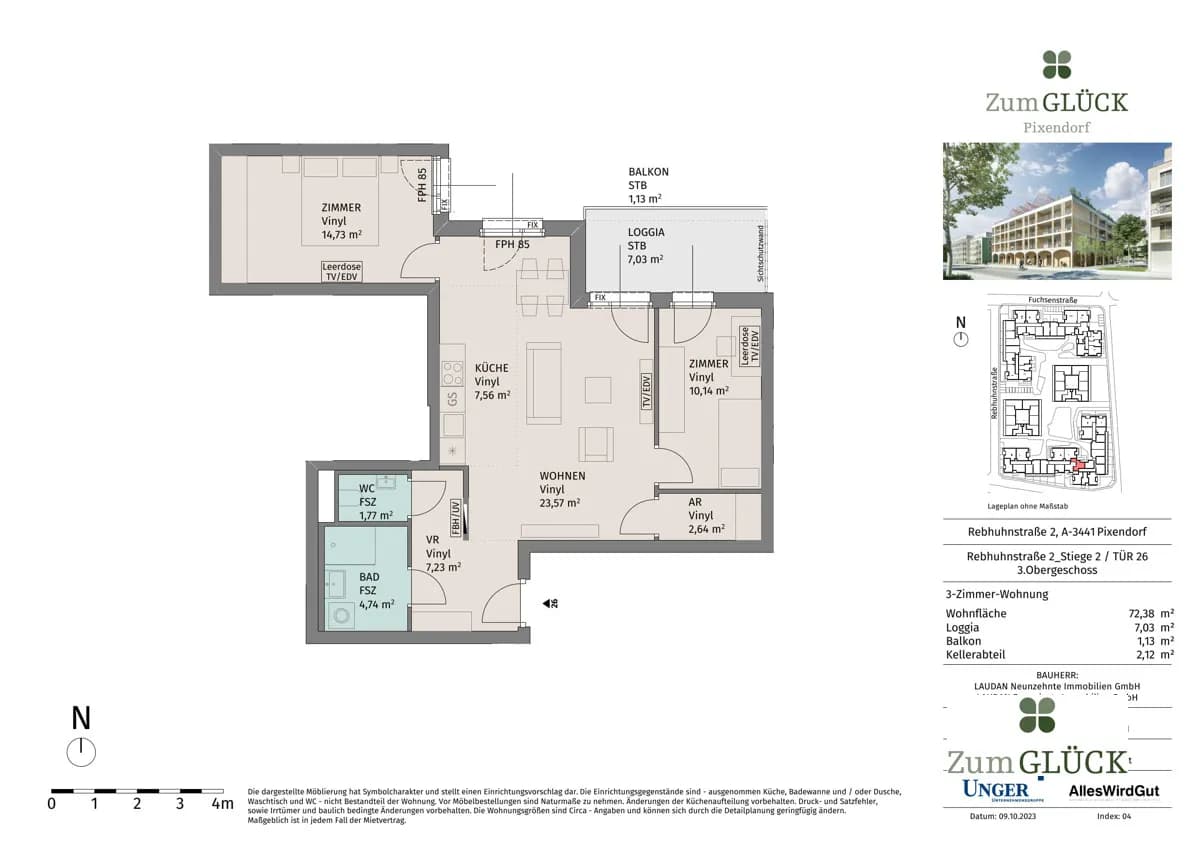 3-Zimmer-Wohnung mieten in Tulln – 72,38 m², € 1.090 – Bild 13 von 13