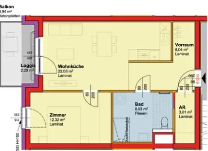 2-Zimmer-Wohnung mieten in Gänserndorf – 53,43 m², € 621 – Bild 2 von 2
