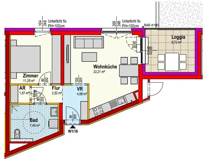 2-Zimmer-Wohnung mieten in Scheibbs – 49,12 m², € 525 – Bild 2 von 2