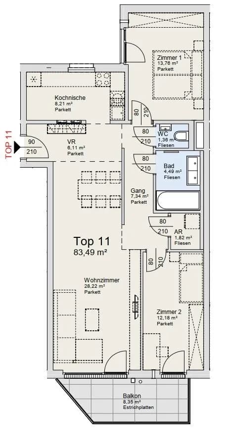 3-Zimmer-Wohnung kaufen in Wien – 83,49 m², € 499.000 – Bild 11 von 11