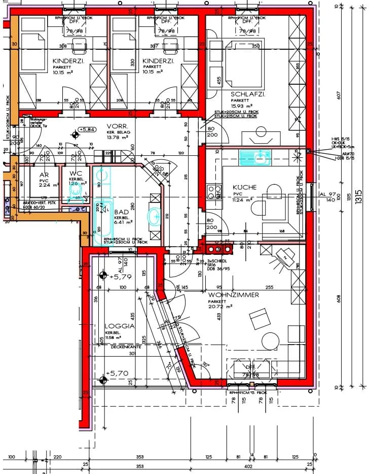 4-Zimmer-Wohnung mieten in Amstetten – 91,88 m², € 808 – Bild 2 von 5