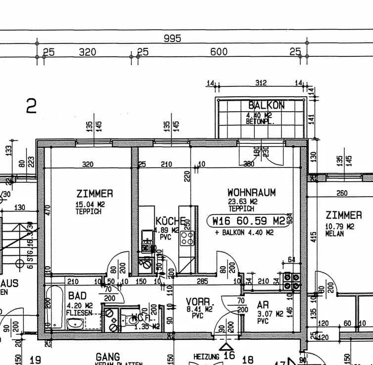 2-Zimmer-Wohnung mieten in Sankt Pölten – 60,59 m², € 618 – Bild 2 von 8