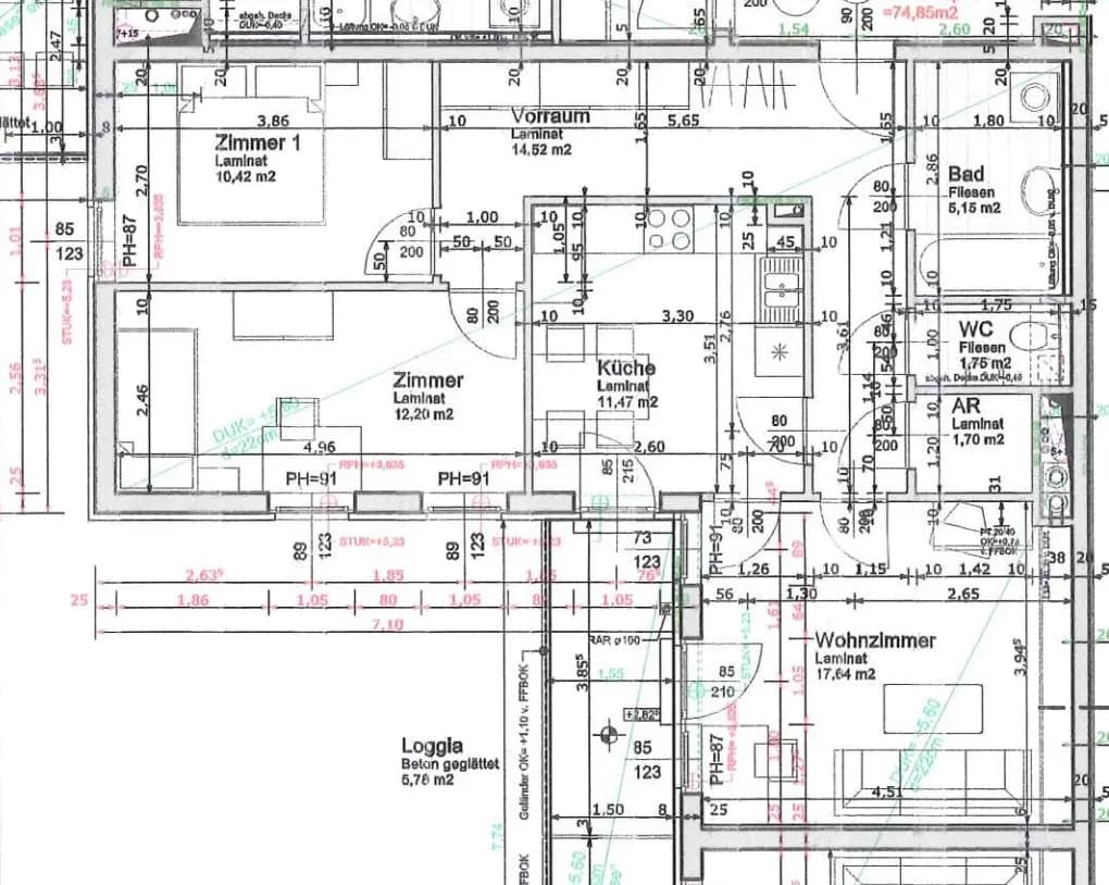 3-Zimmer-Wohnung mieten in Melk – 74,85 m², € 726 – Bild 2 von 8